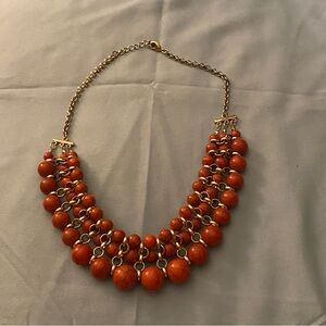 16” Multi 3 Strand Vintage Necklace Beaded Red Black Marbled .25” To .75” Beads